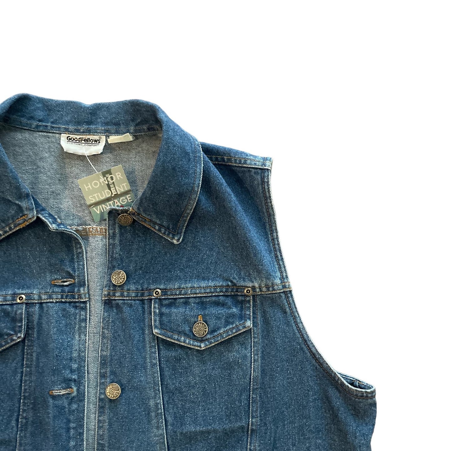90s Medium Wash Blue Jean Denim Sleeveless Vest 2X