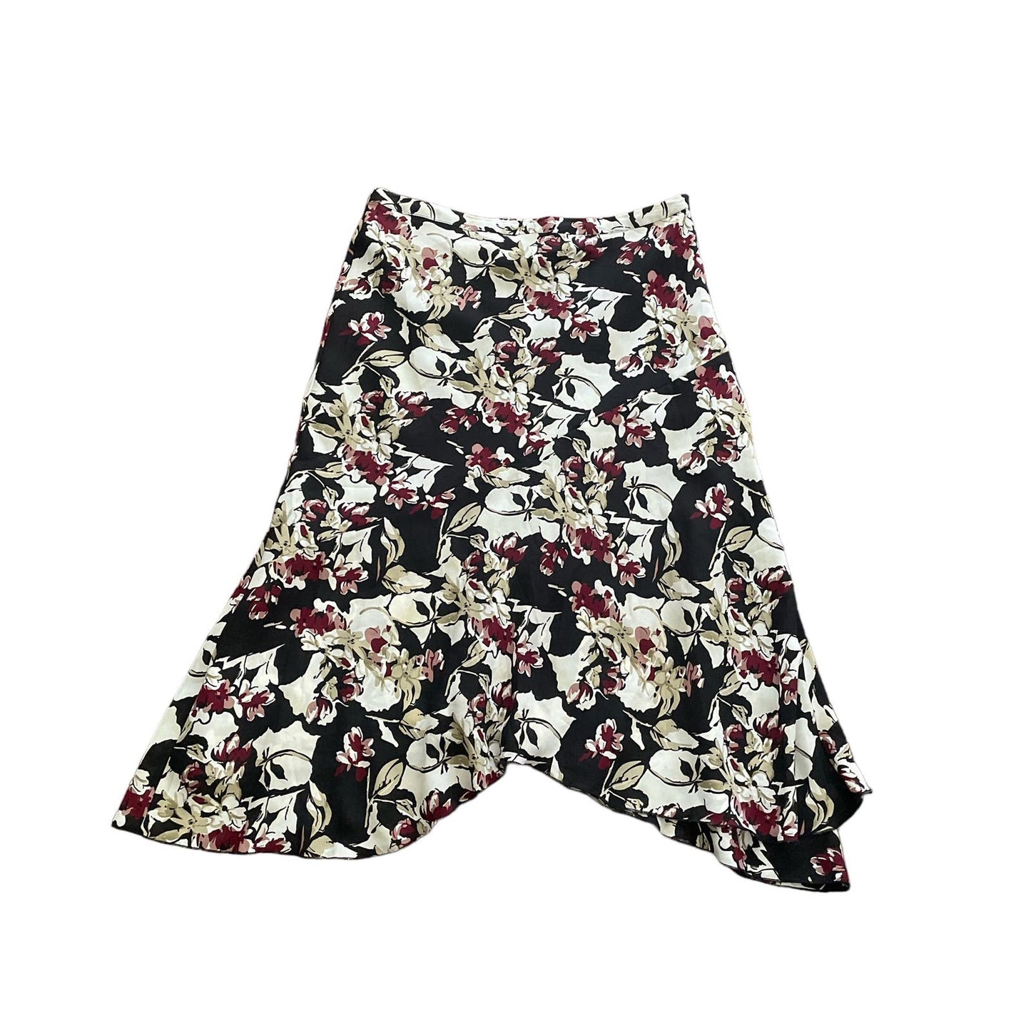 90s Black Floral Patterned Flutter Skirt 16