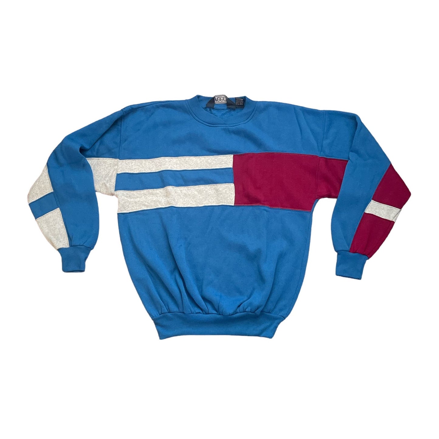 90s Colorblock Patchwork Pullover Knit Sweatshirt L