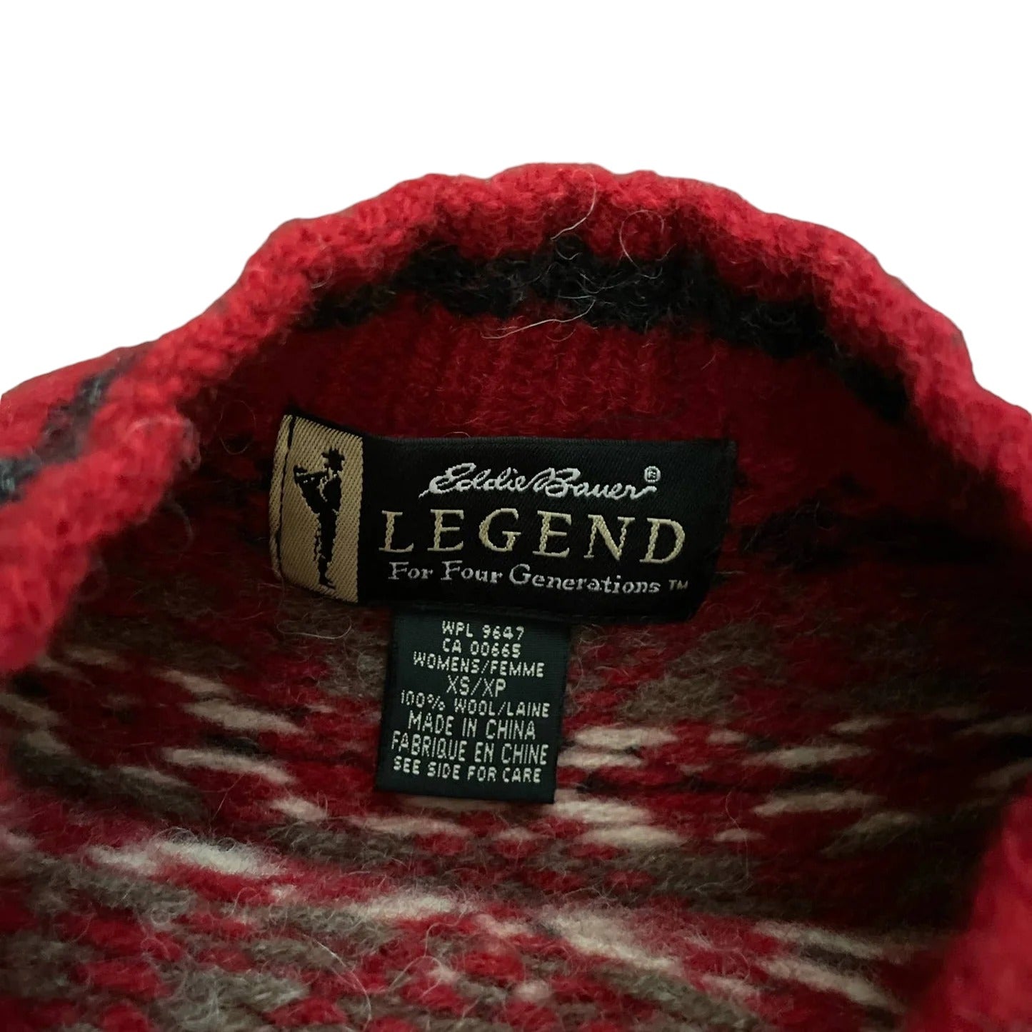 90s Red Fair Isle Patterned Wool Sweater XS