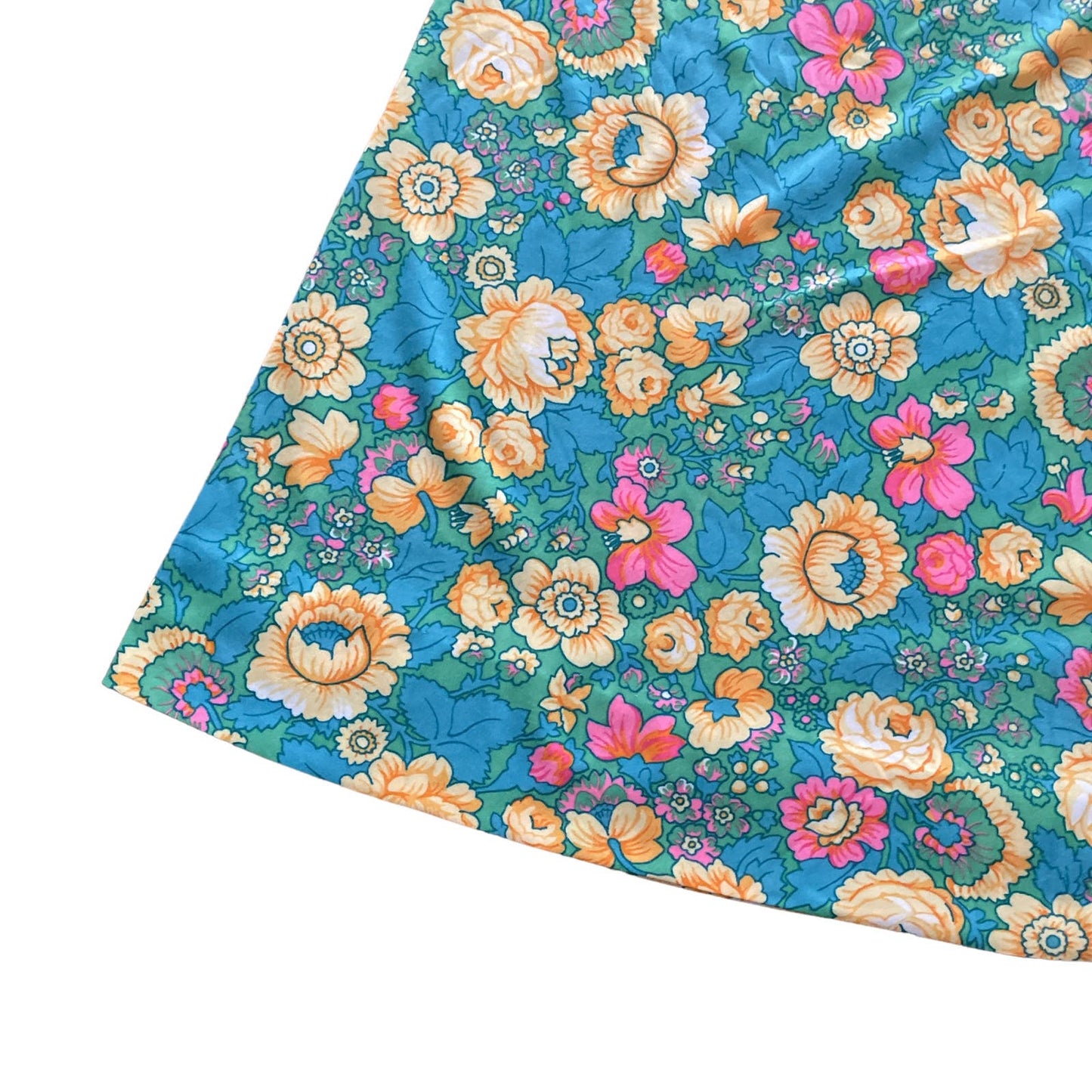70s Handmade Bright Floral Patterned Skirt M