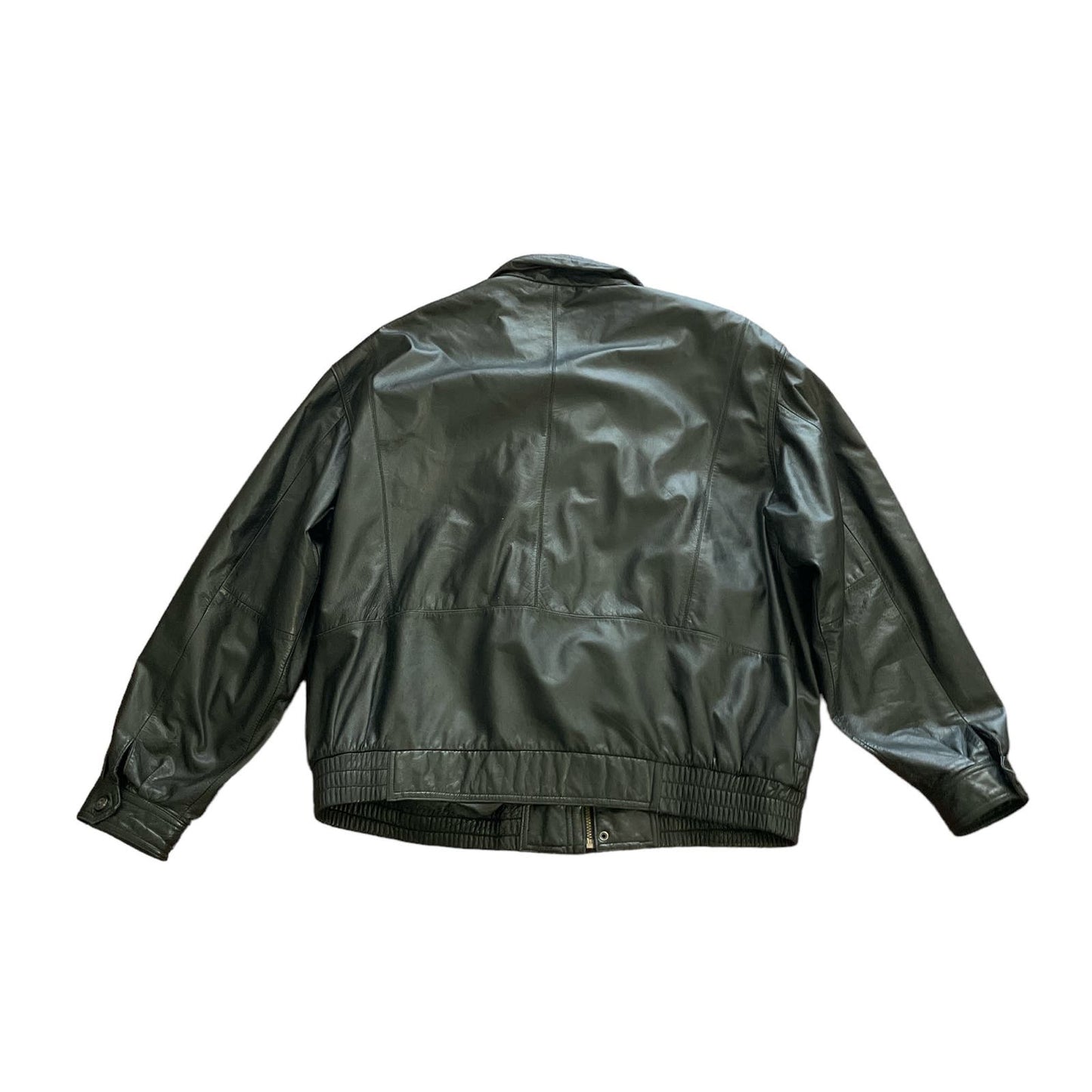 90s Members Only 100% Leather Black Heavyweight Coat 3X