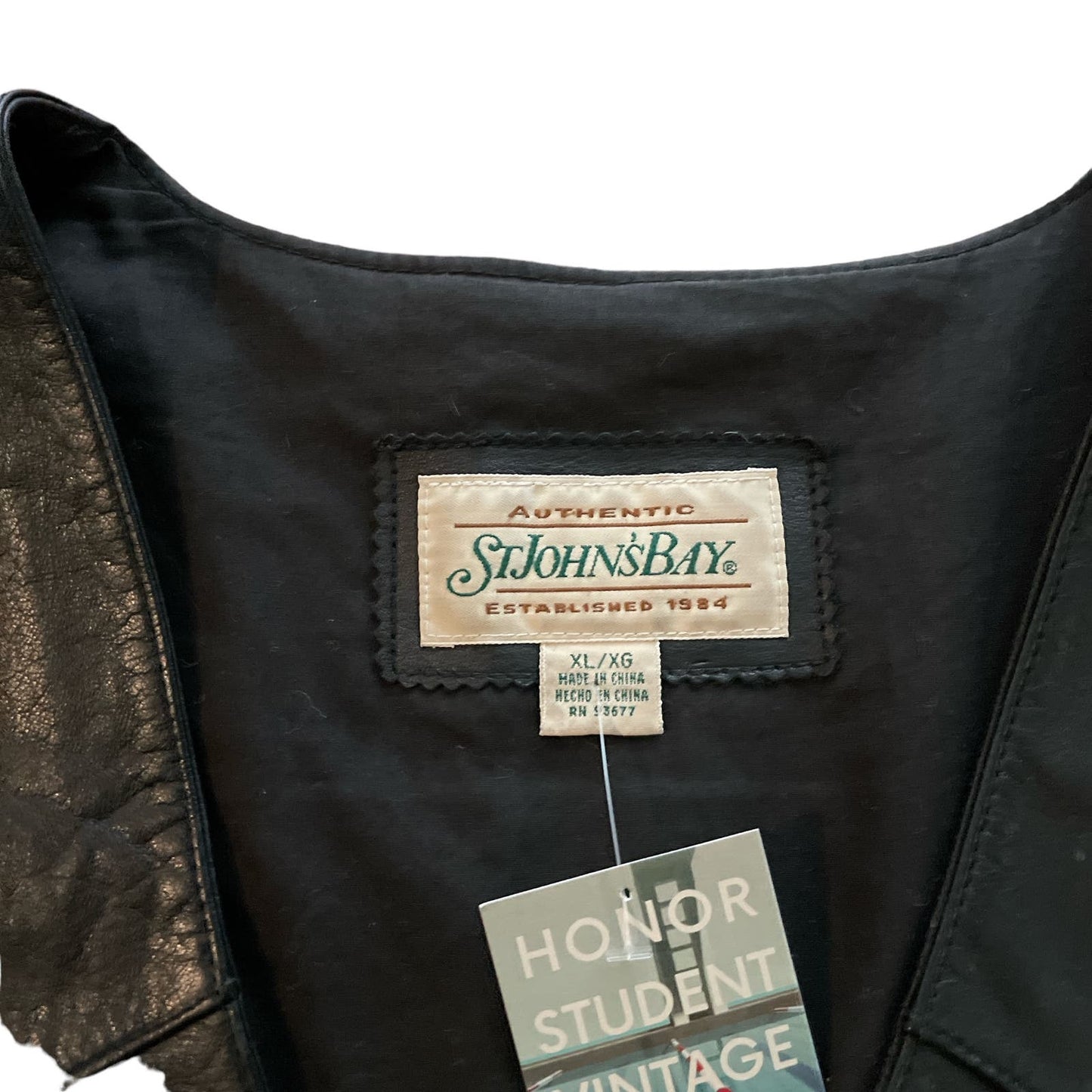 90s 100% Genuine Leather Black Patchwork Vest XL