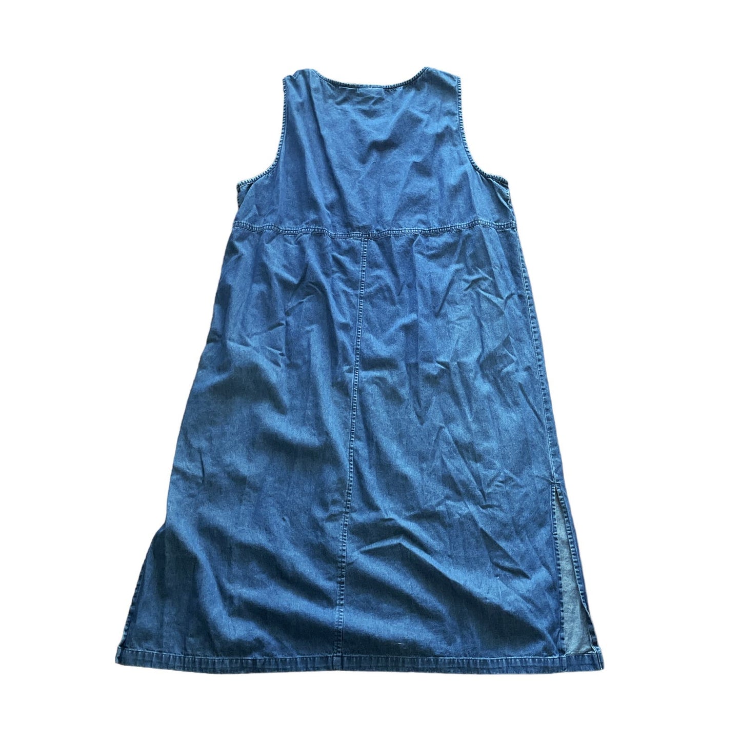 90s Floral Embroidered Dark Wash Denim Maxi Dress 3X