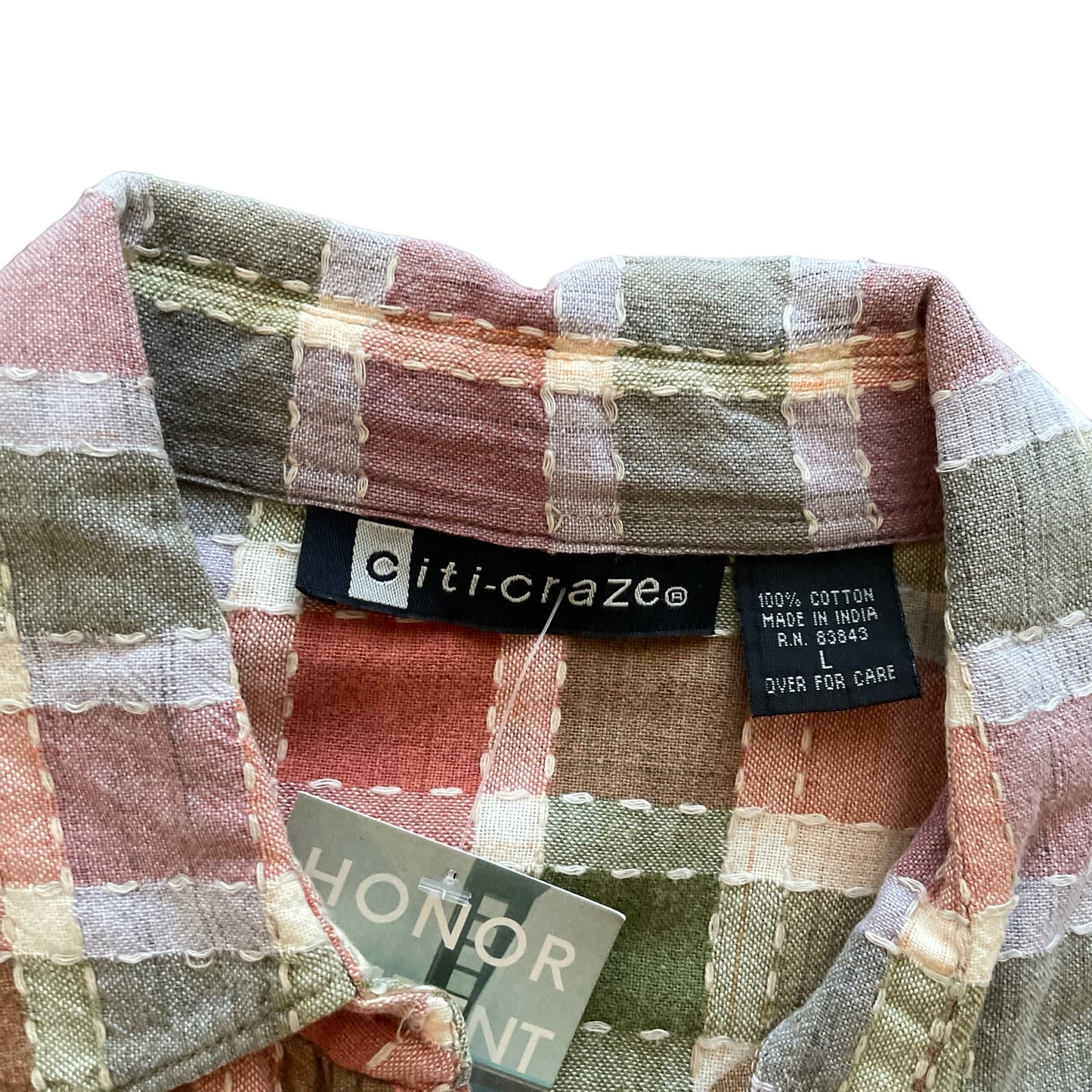 90s Multicolor Embroidered Button Up Shirt L