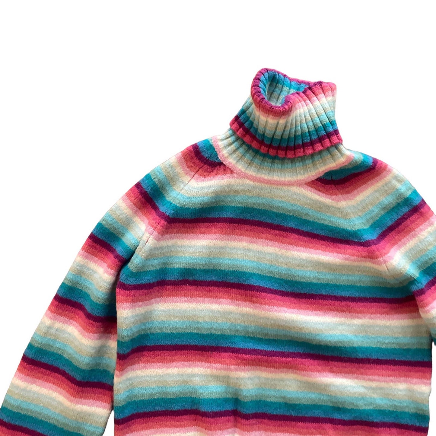 00s Rainbow Striped Wool Blend Turtleneck Sweater M