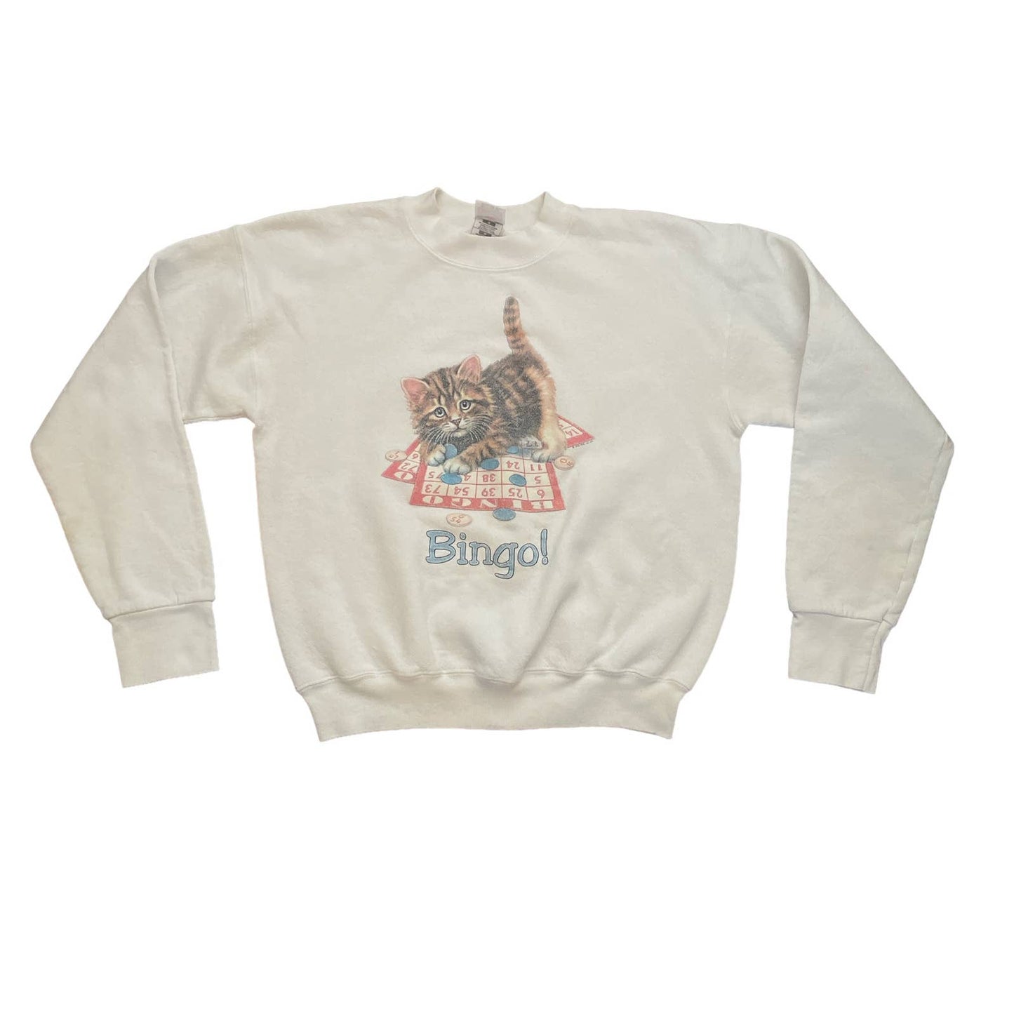 90s BINGO! Cat White Grandma Sweatshirt M