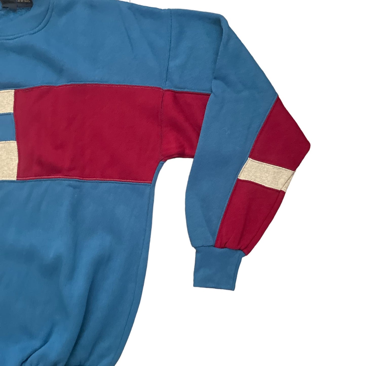 90s Colorblock Patchwork Pullover Knit Sweatshirt L