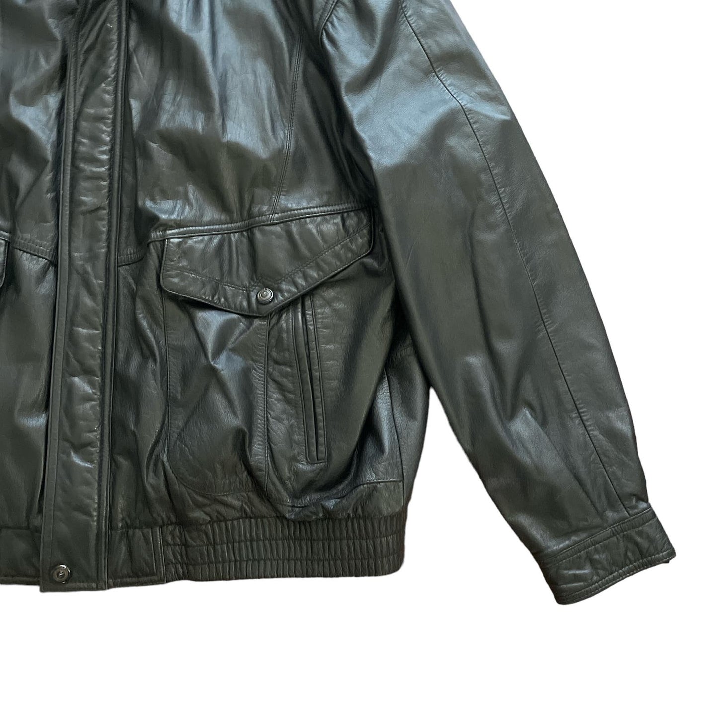 90s Members Only 100% Leather Black Heavyweight Coat 3X