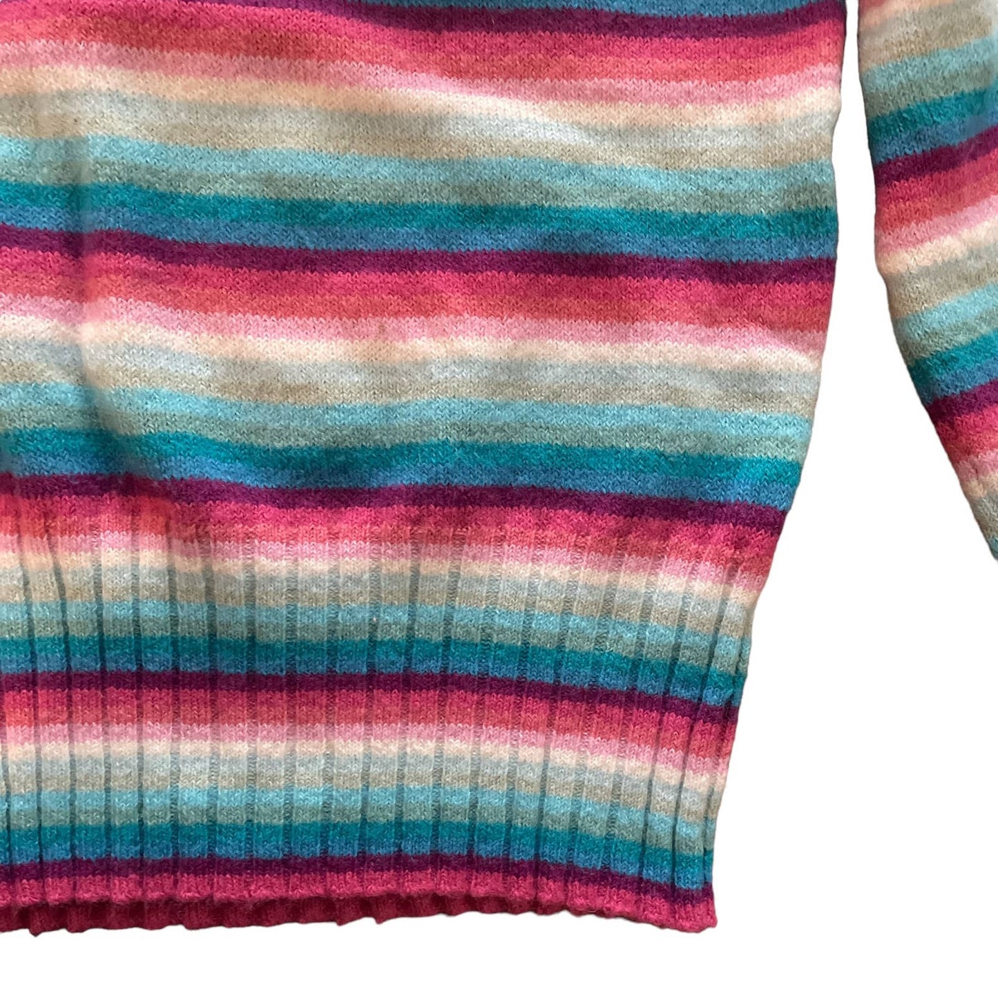 00s Rainbow Striped Wool Blend Turtleneck Sweater M