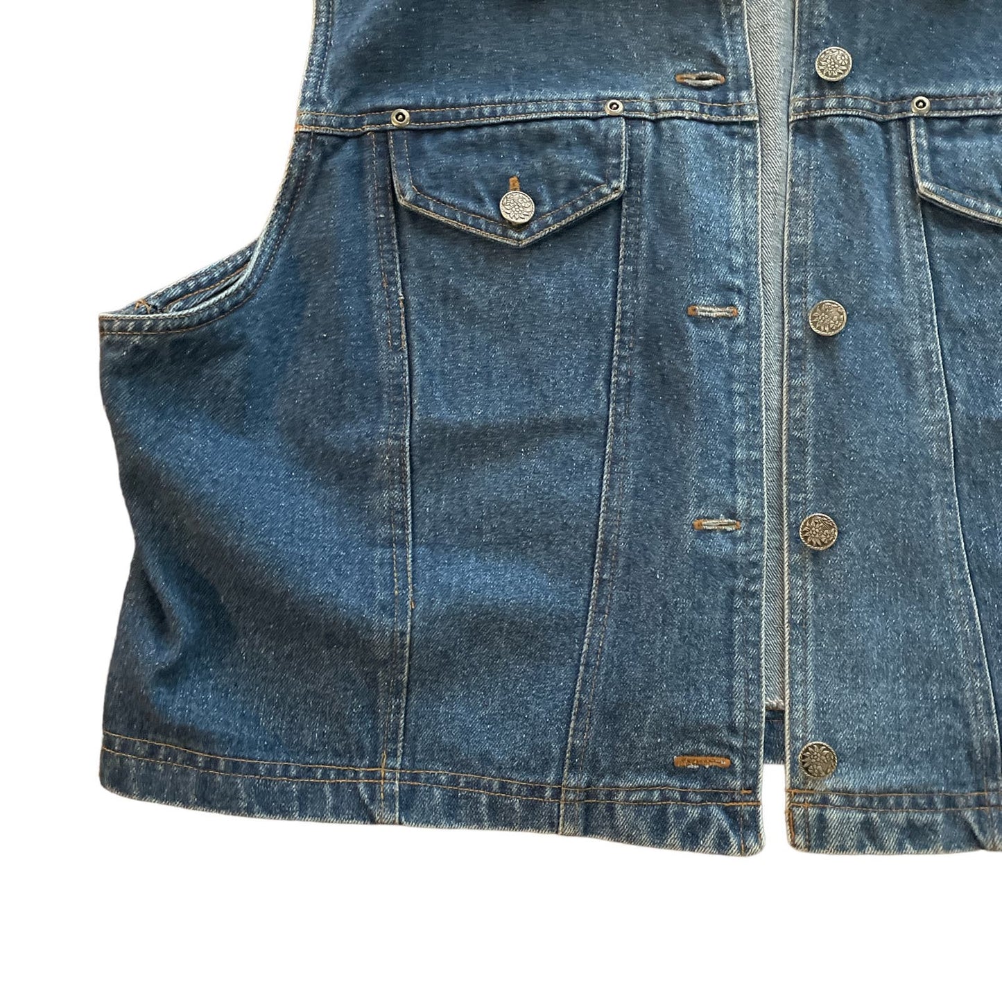 90s Medium Wash Blue Jean Denim Sleeveless Vest 2X