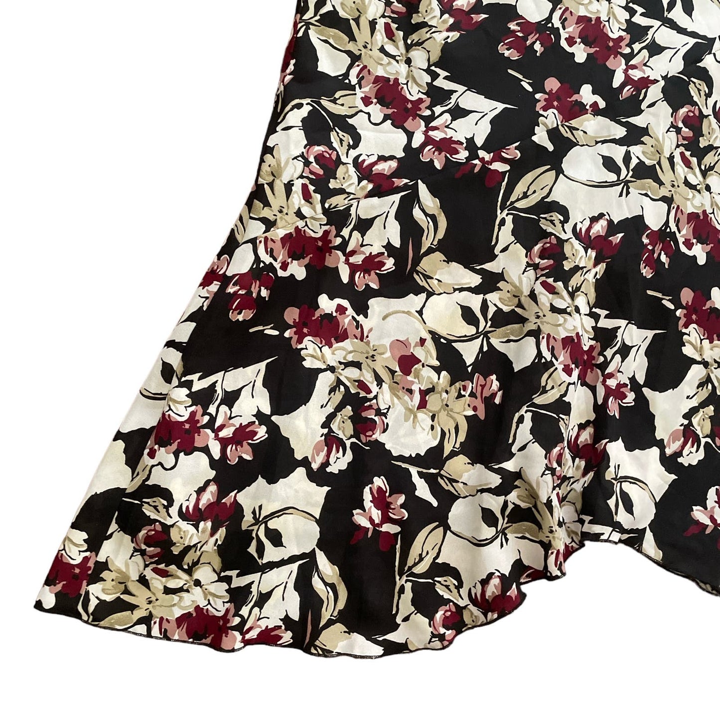 90s Black Floral Patterned Flutter Skirt 16