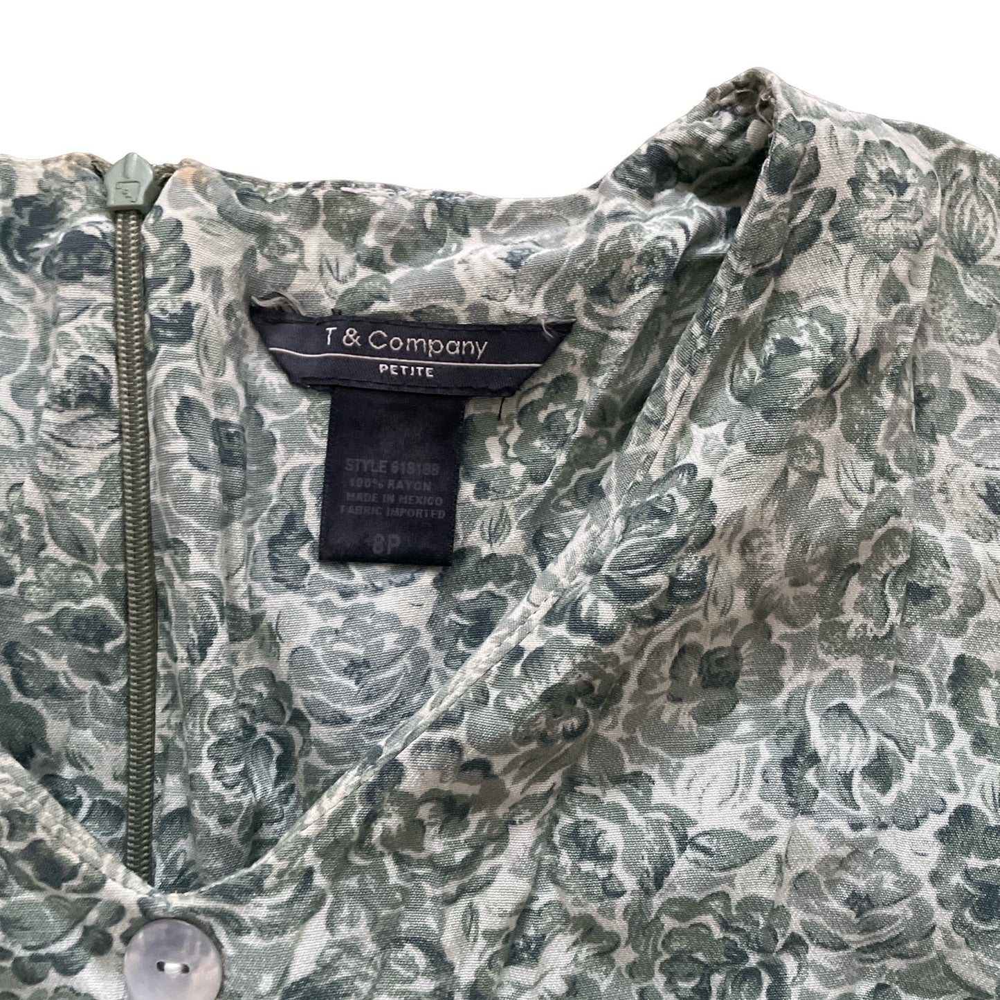 90s Light Green Floral Mini Dress 8