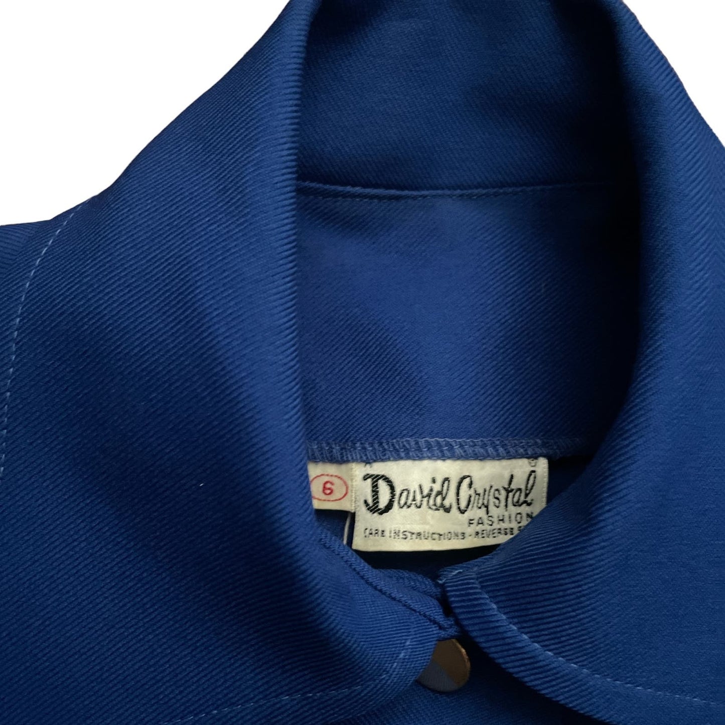 70s Royal Blue Pleated Tailored Dress 6