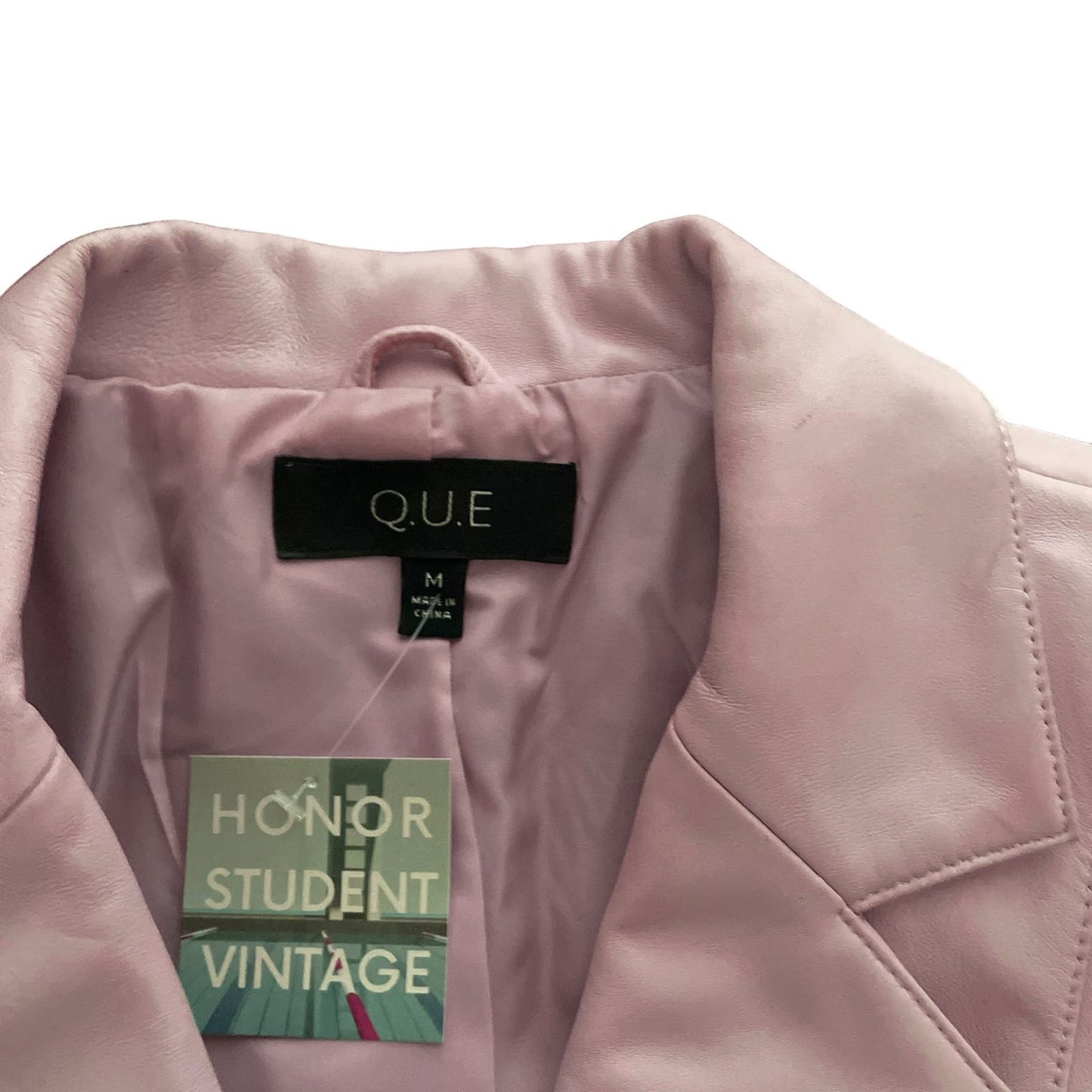 90s Light Pink Lambskin Leather Zip Up Jacket M