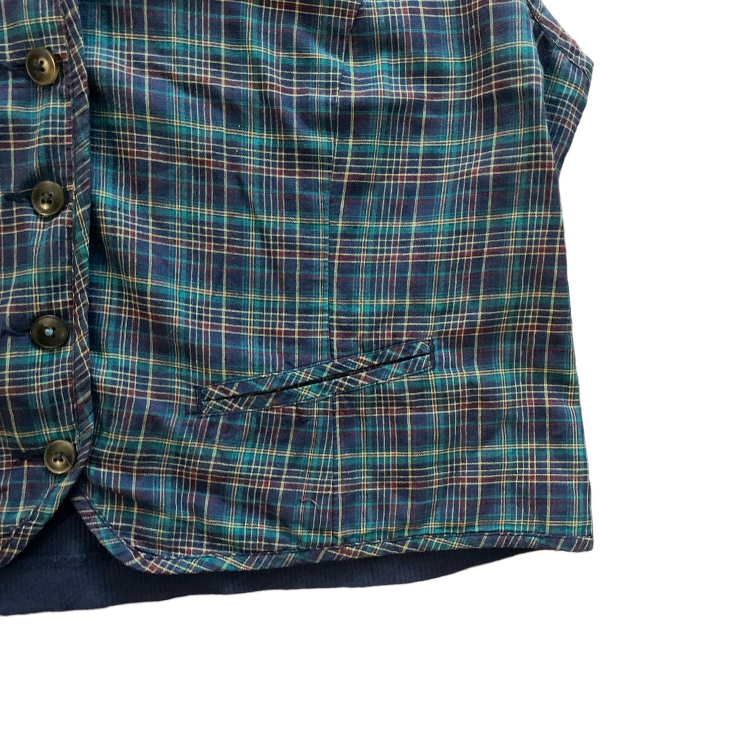 90s Blue Green Tartan Plaid Cotton Button Up Vest 12