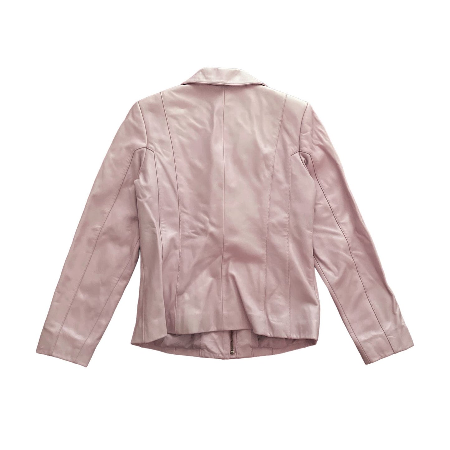 90s Light Pink Lambskin Leather Zip Up Jacket M