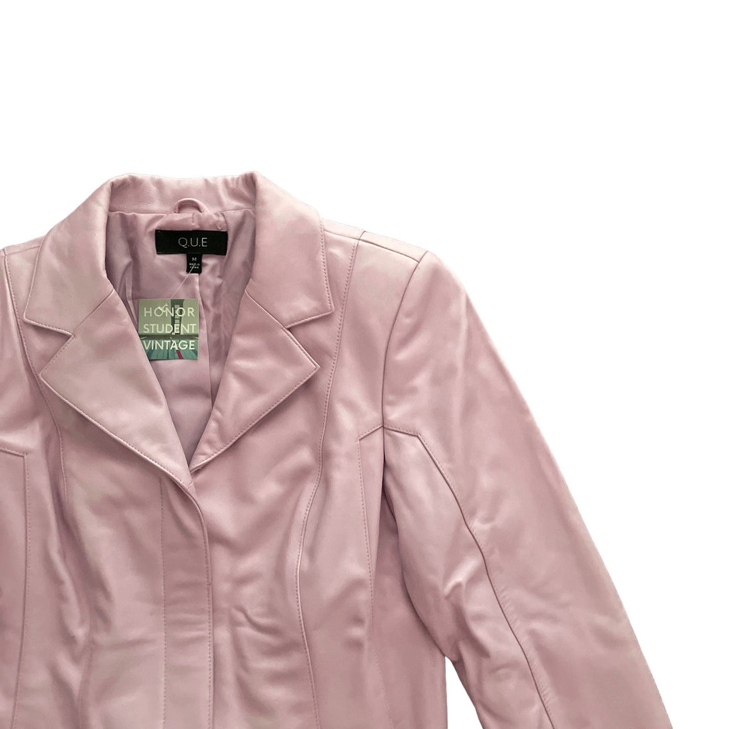 90s Light Pink Lambskin Leather Zip Up Jacket M
