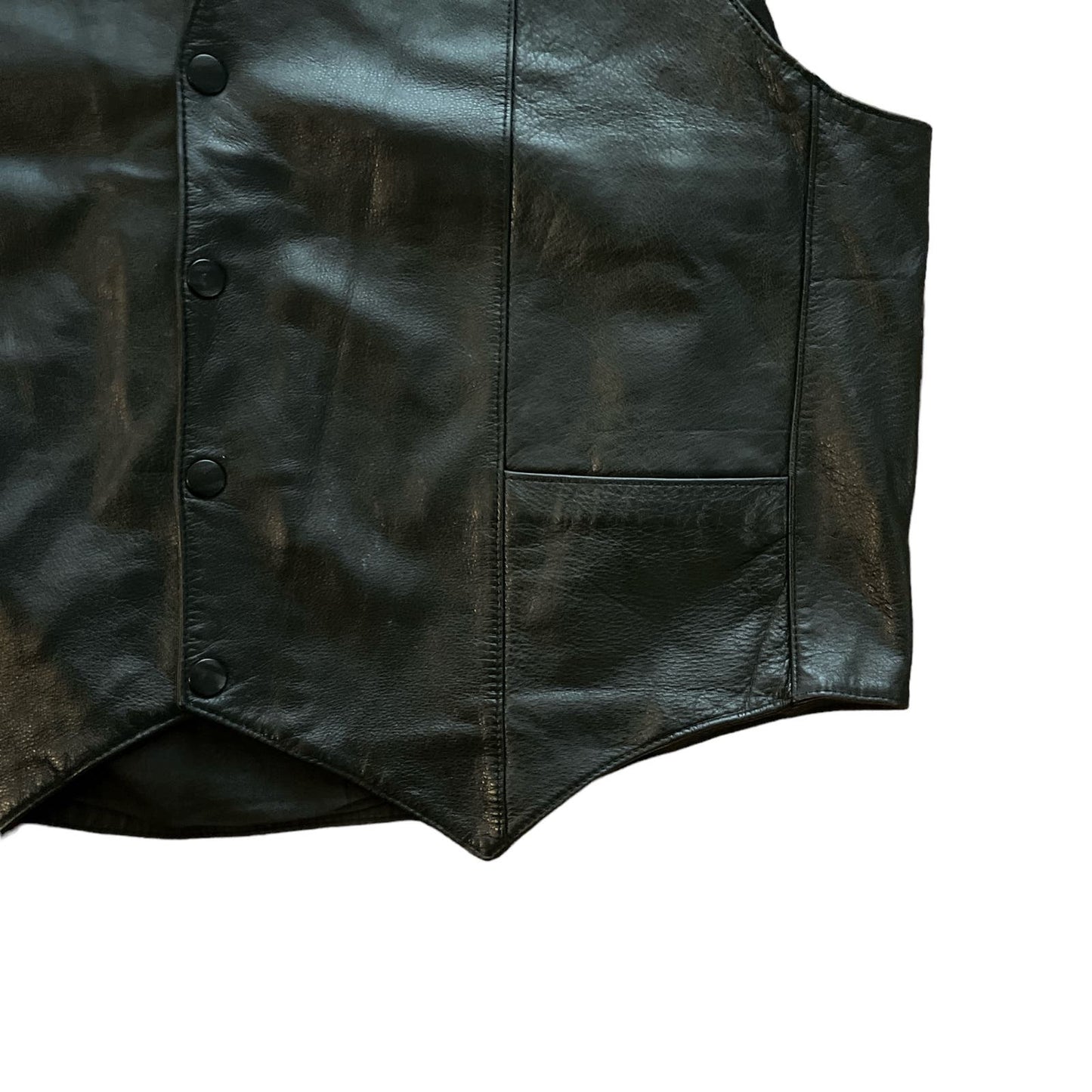 90s 100% Genuine Leather Black Patchwork Vest XL