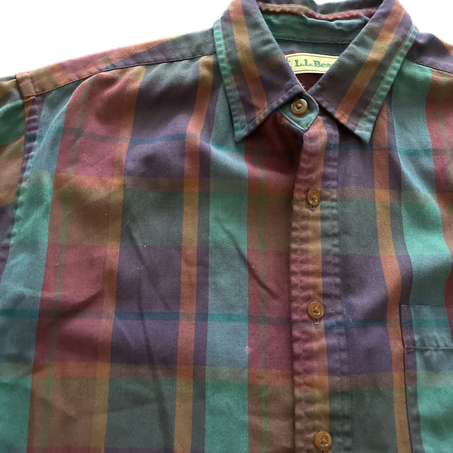 90s LL Bean Dark Neutral Button Up Cotton Shirt M