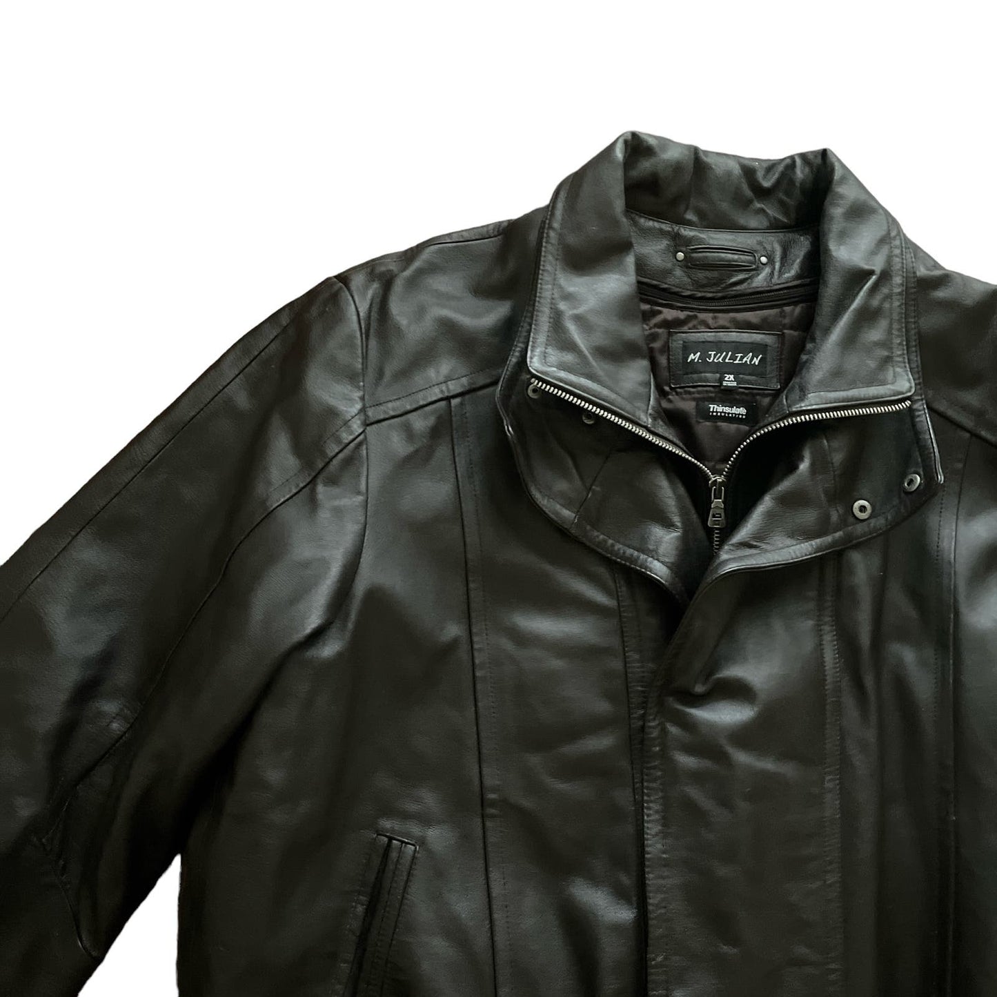 90s 100% Leather Black Thinsulate Lined Jacket 2X
