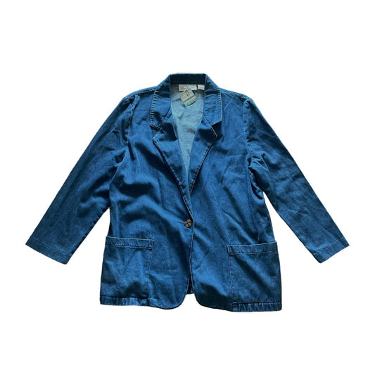 90s Dark Wash Oversize Denim Blue Jean Blazer L