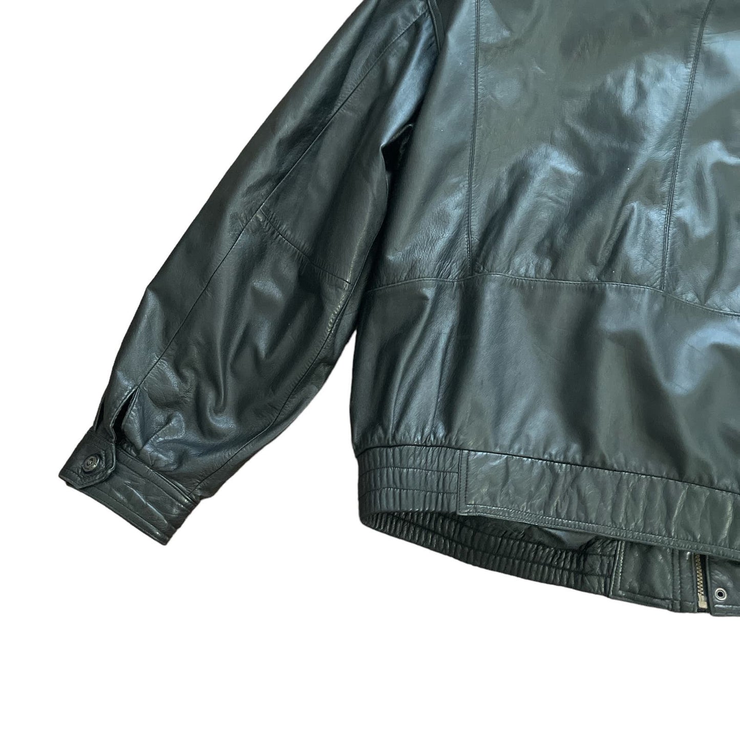 90s Members Only 100% Leather Black Heavyweight Coat 3X