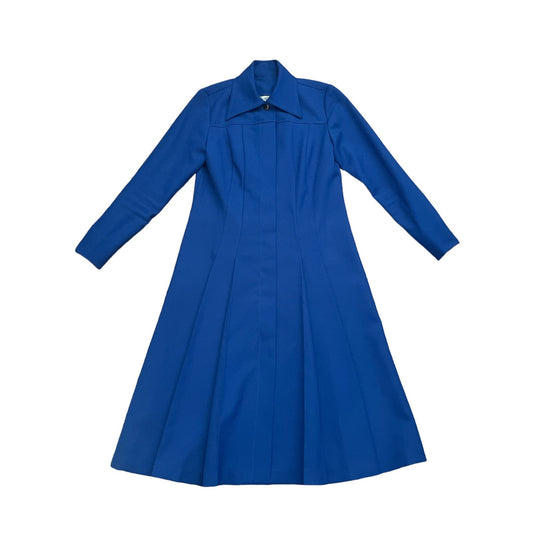 70s Royal Blue Pleated Tailored Dress 6