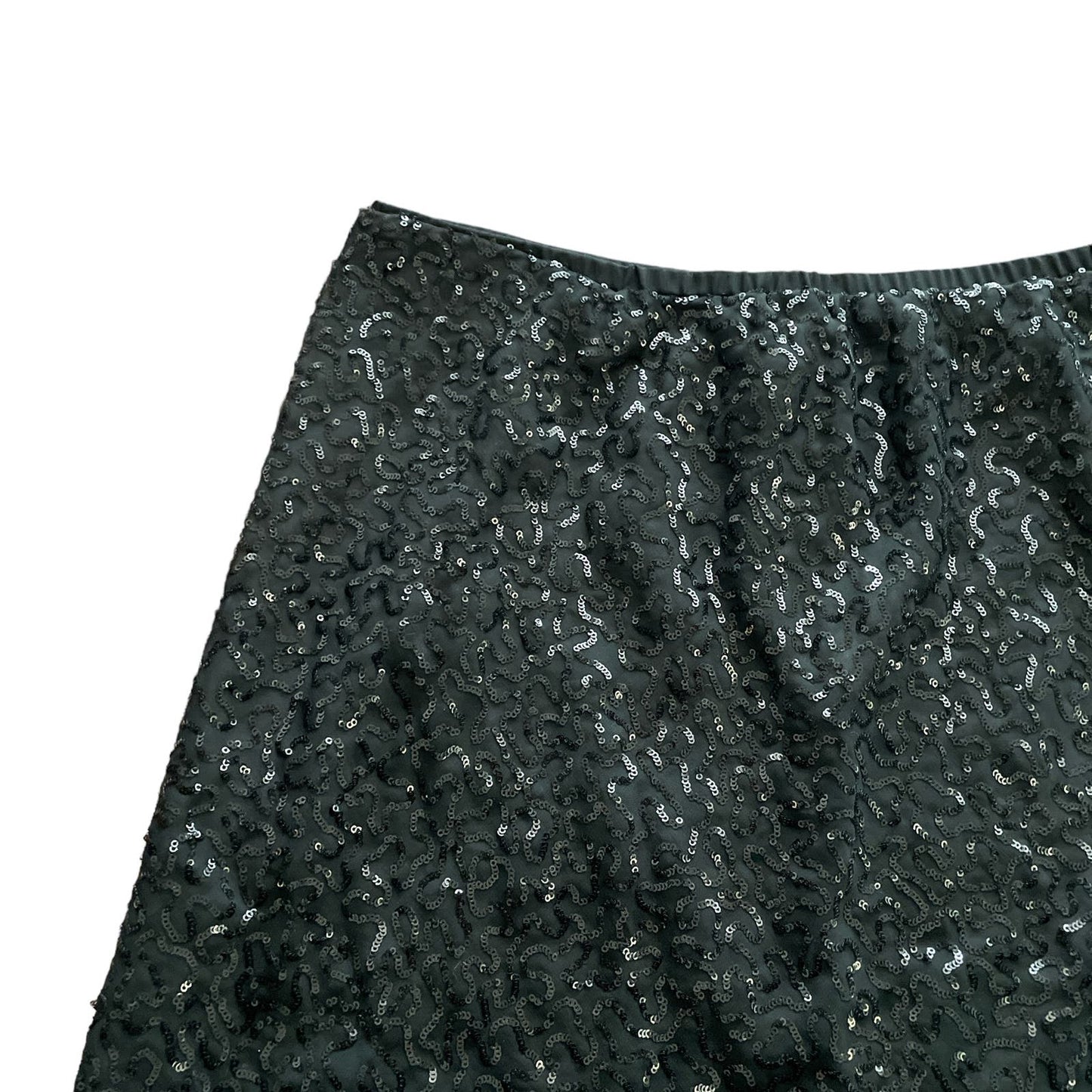 90s Black Sequined Party Skirt 8