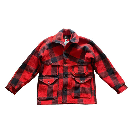 80s Woolrich Red Black Buffalo Plaid Heavy Coat M