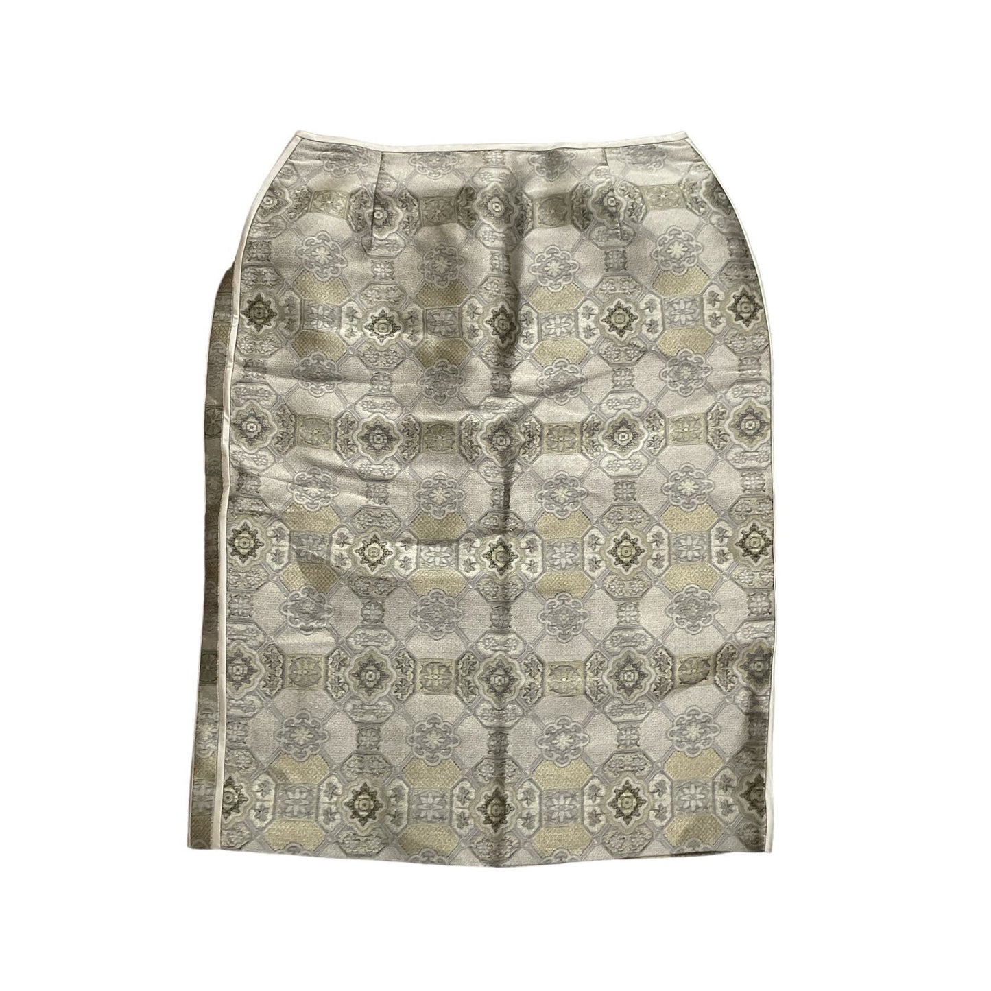 90s Metallic Gold Silk Blend Knee Length Pencil Skirt 8