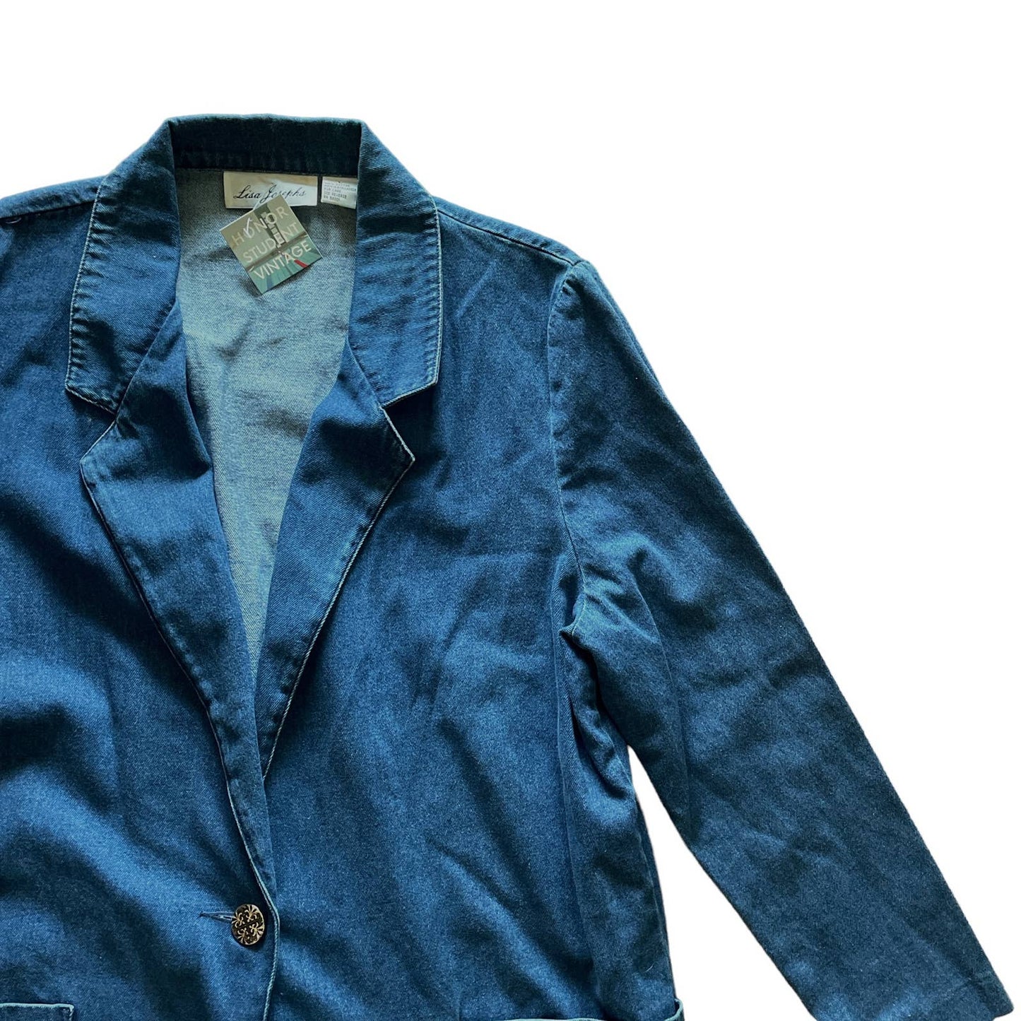 90s Dark Wash Oversize Denim Blue Jean Blazer L