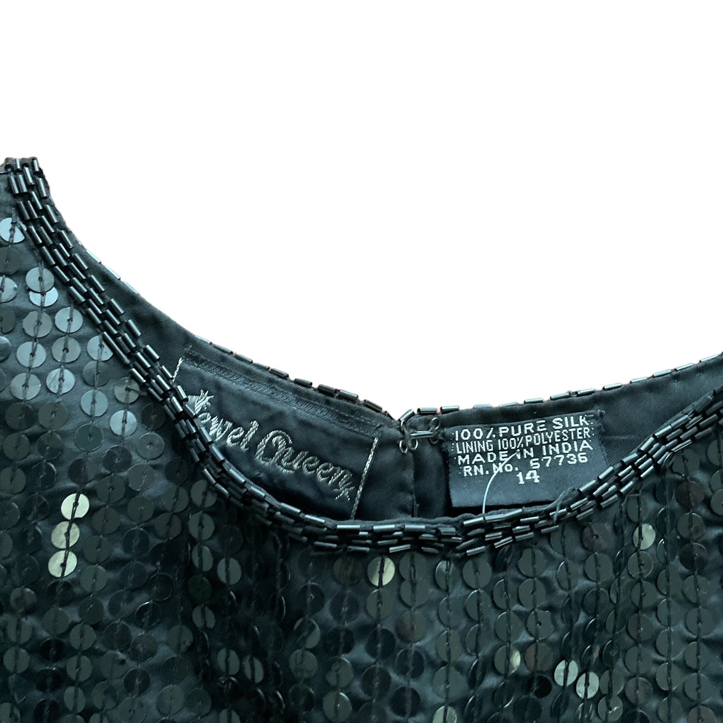 90s Silk Black Sequined Top 14