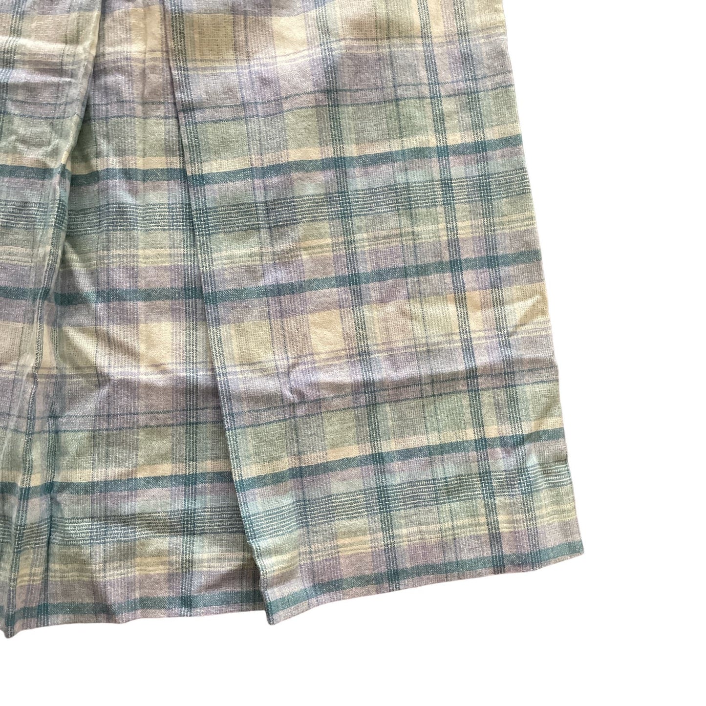 80s Deadstock Pendleton 100% Wool Baby Blue Plaid Pleated Skirt 10