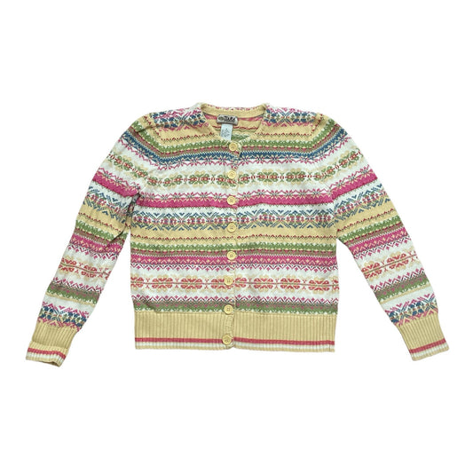 90s Pastel Fair Isle Cardigan Sweater M