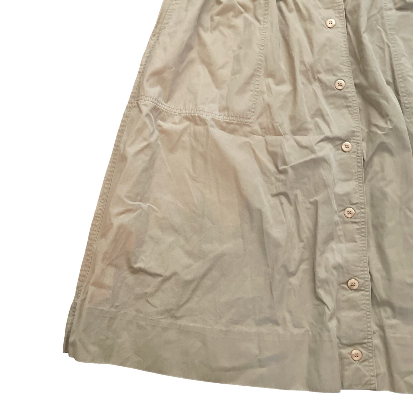 90s Khaki Button Up A-line Cotton Midi Skirt 12