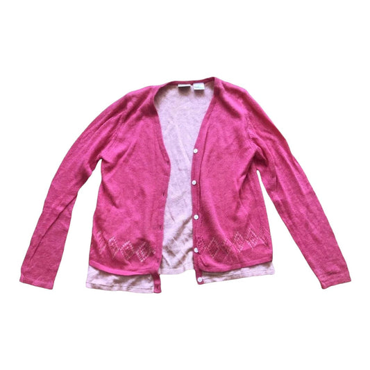 00s Hot Pink Layered Knit Cardigan S