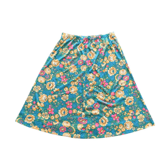 70s Handmade Bright Floral Patterned Skirt M