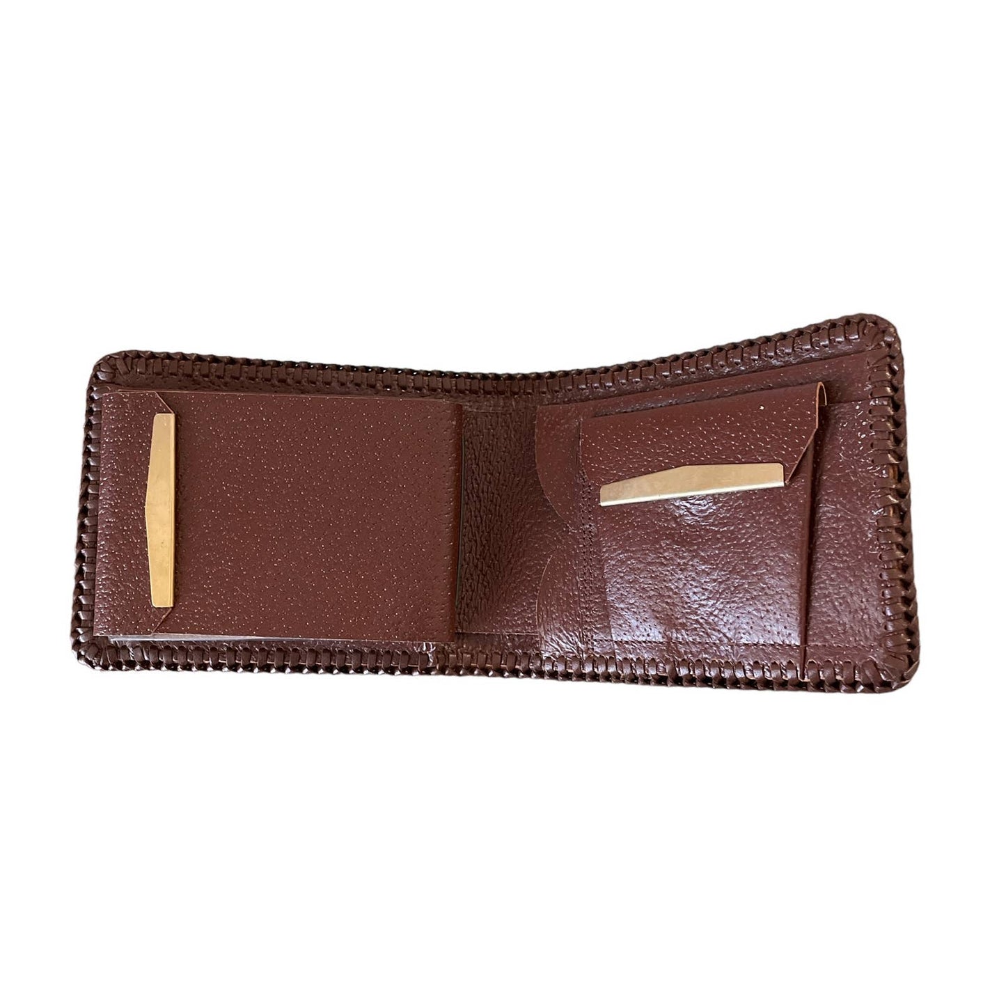 90s Tan Deer Hand Tooled Stitched Leather Bifold Wallet