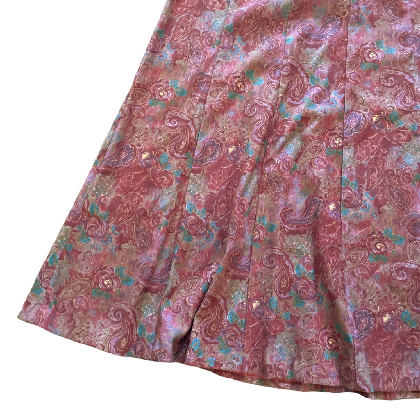 90s Red Paisley Faux Suede Maxi Skirt 16