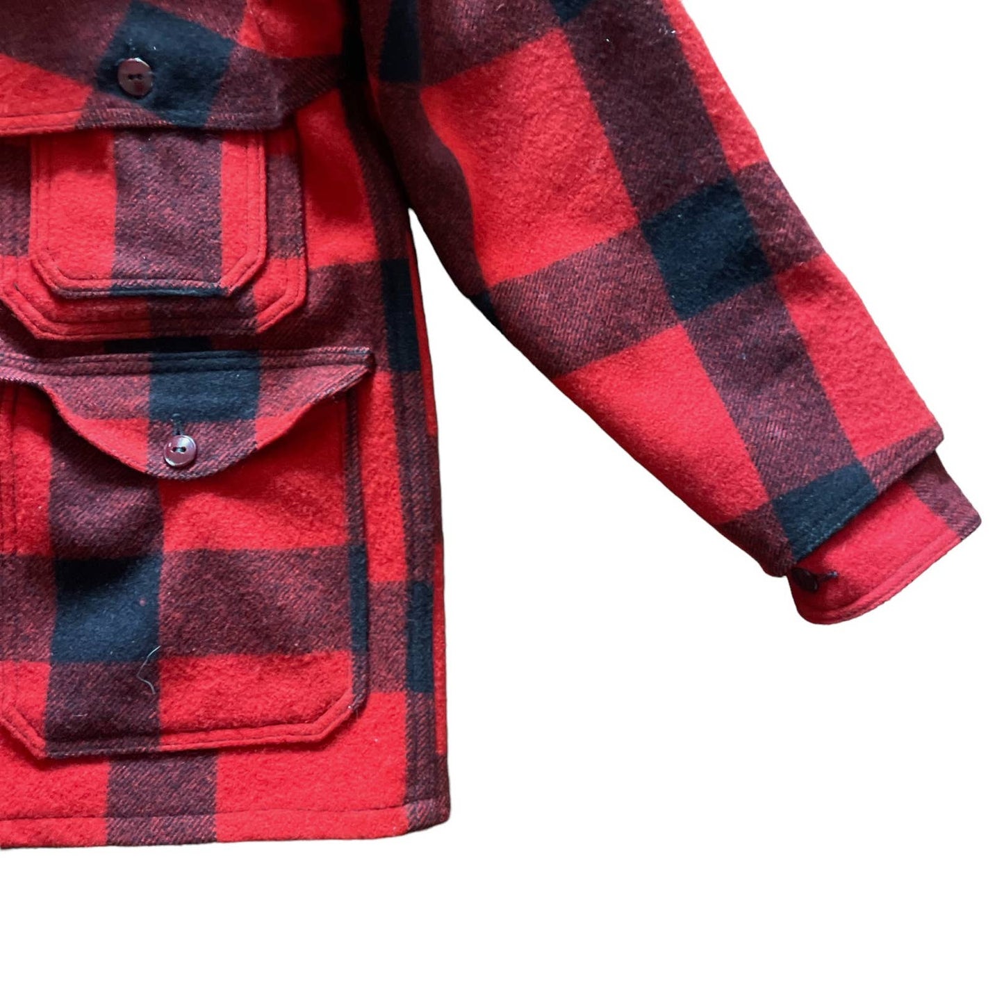 80s Woolrich Red Black Buffalo Plaid Heavy Coat M