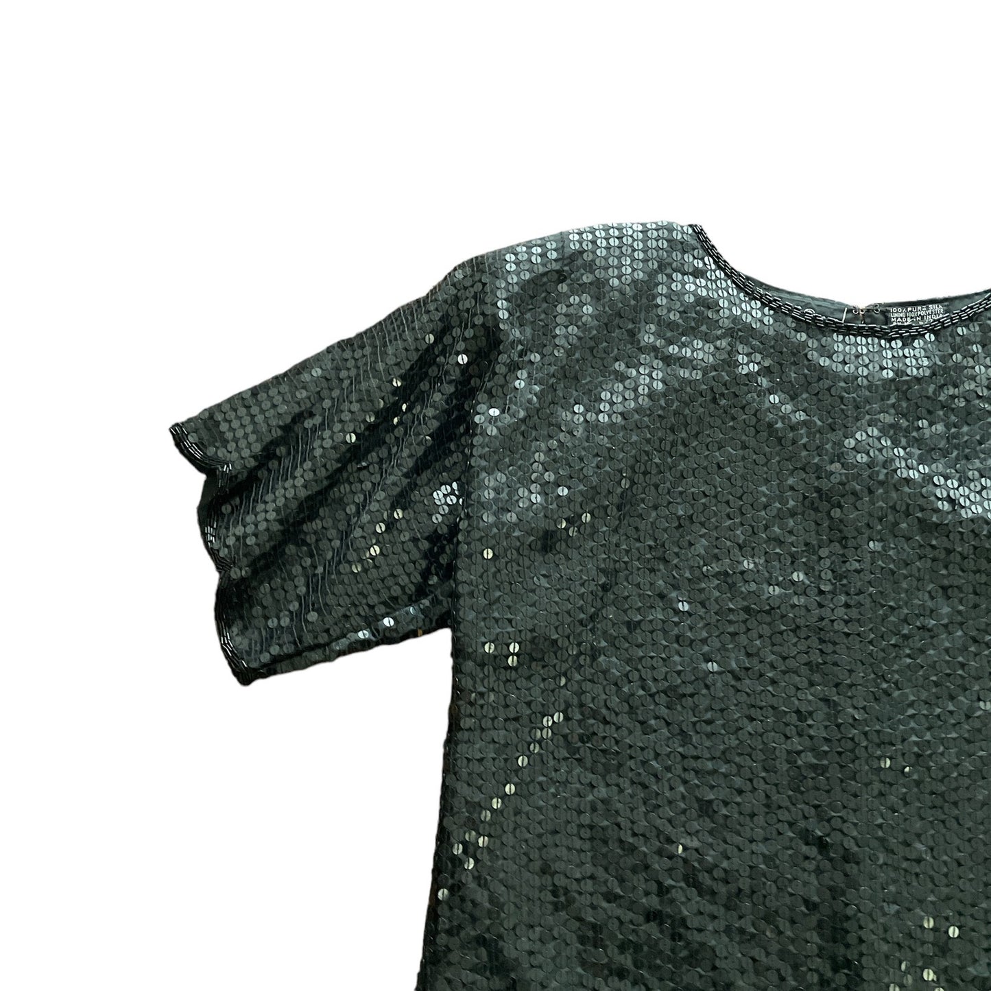 90s Silk Black Sequined Top 14