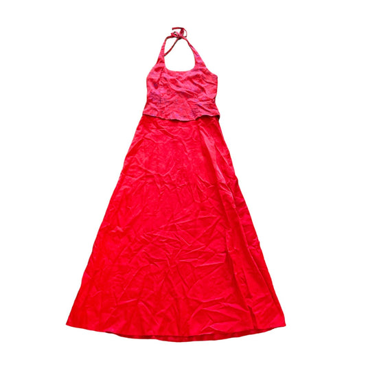 00s Jessica McClintock Gunne Sax Red Embroidered Dress 9
